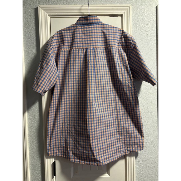 Wrangler George Strait Shirt Mens XL Orange Blue Plaid Short Sleeve Western - Picture 4 of 4